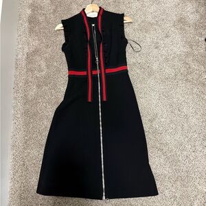 Gucci Black Midi Dress with Red Stripe Trim